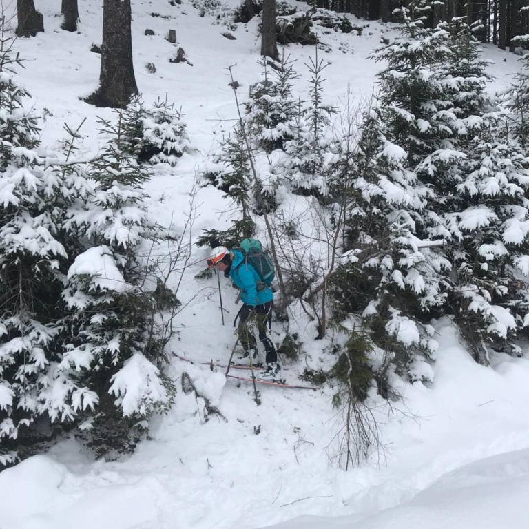 Auf der Suche nach der richtigen Abstiegsspur (c)Skischule Russbach
