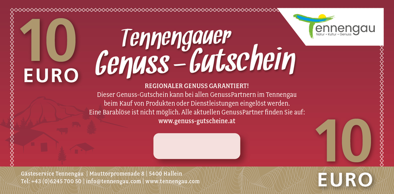 Genussgutscheine 2023, ©Gästeservice Tennengau